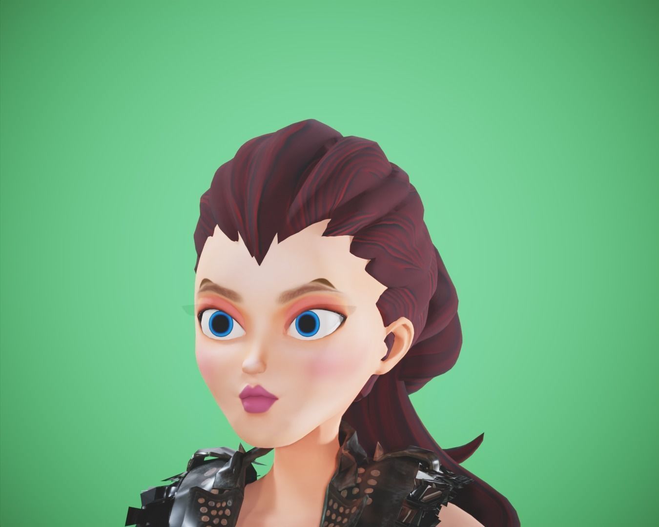 cartoon rigged  girl Low-poly 3D model_1