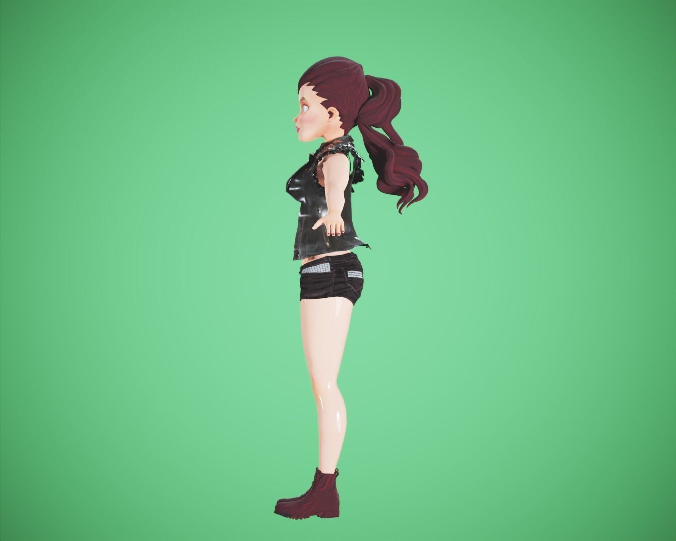 cartoon rigged  girl Low-poly 3D model_4