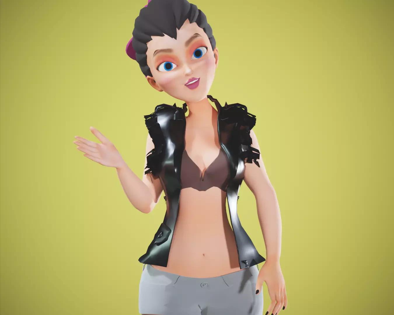 cartoon rigged  girl Low-poly 3D model_0