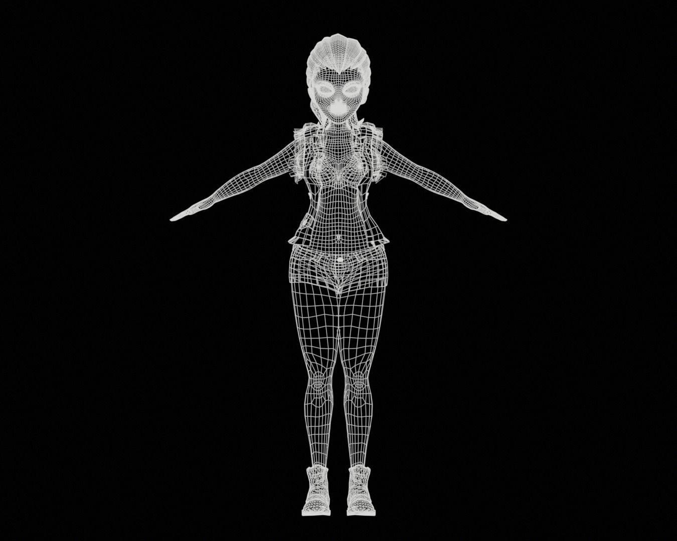 cartoon rigged  girl Low-poly 3D model_8