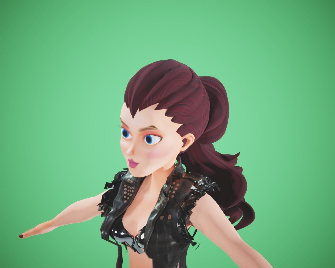 cartoon rigged  girl Low-poly 3D model_13