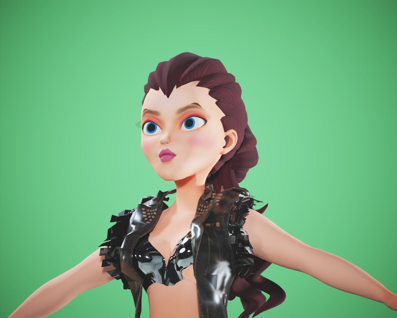 cartoon rigged  girl Low-poly 3D model_2
