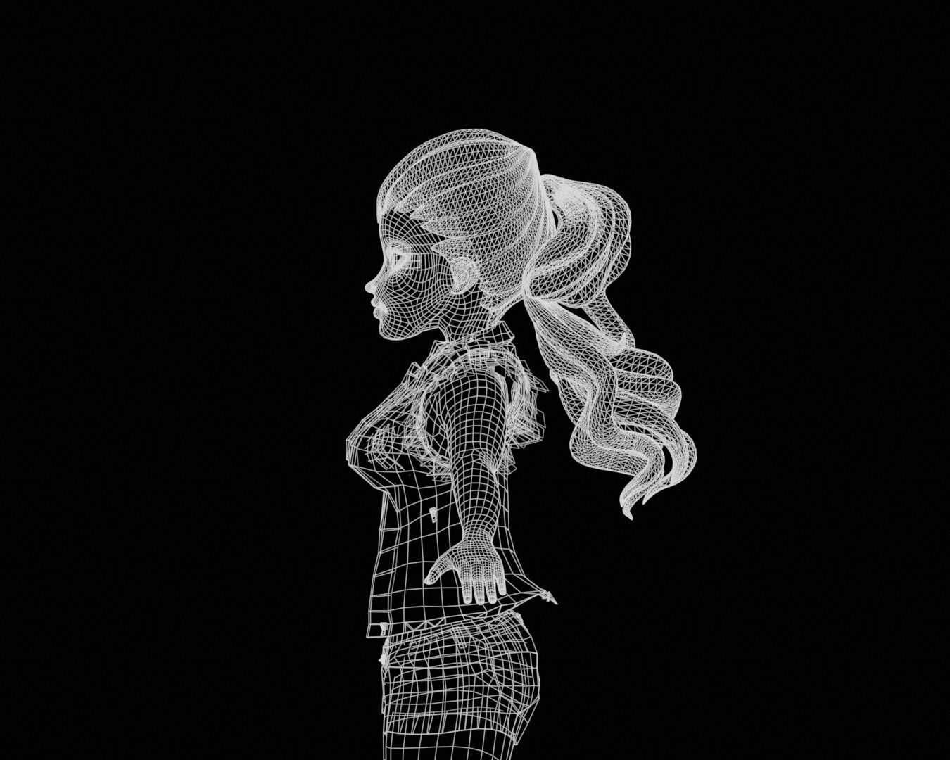 cartoon rigged  girl Low-poly 3D model_12