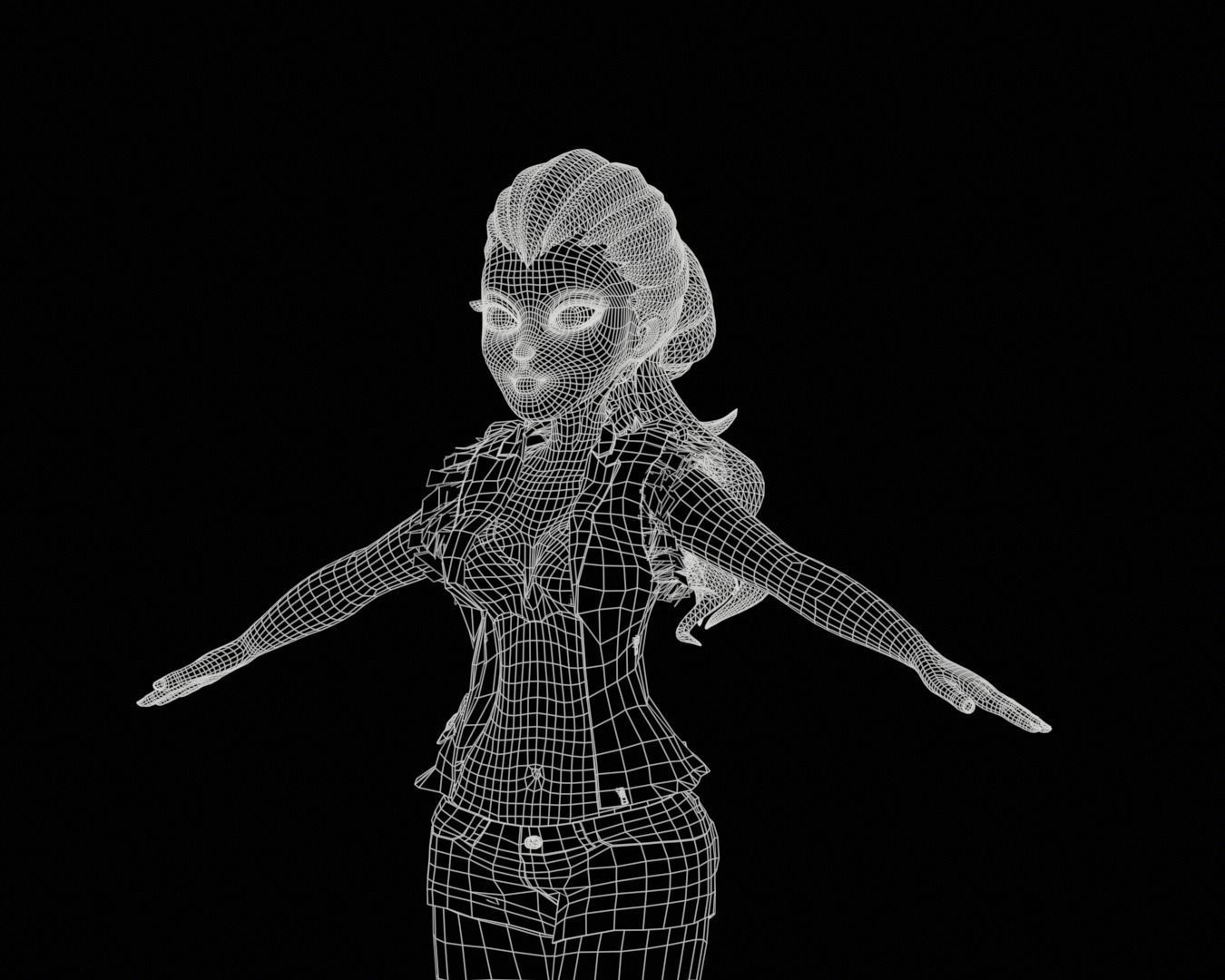 cartoon rigged  girl Low-poly 3D model_10