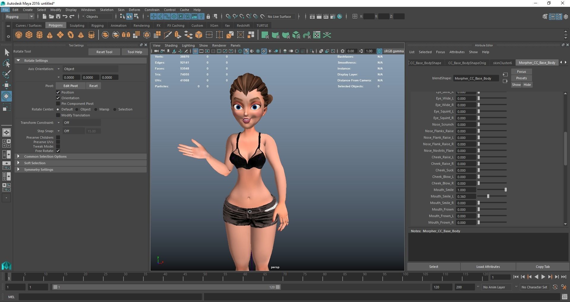 cartoon rigged  girl Low-poly 3D model_14
