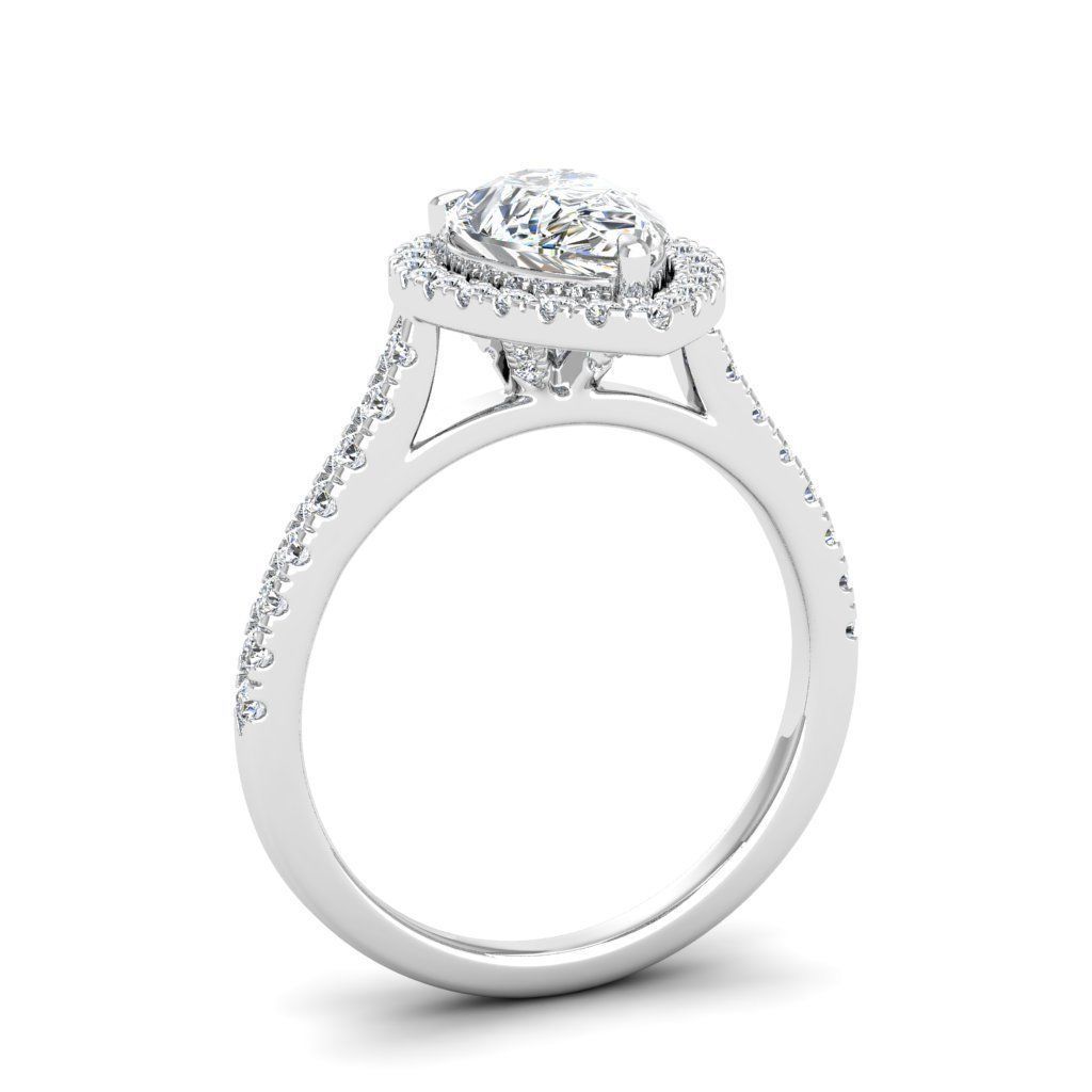 Engagement ring Mia pear 3D print model_4