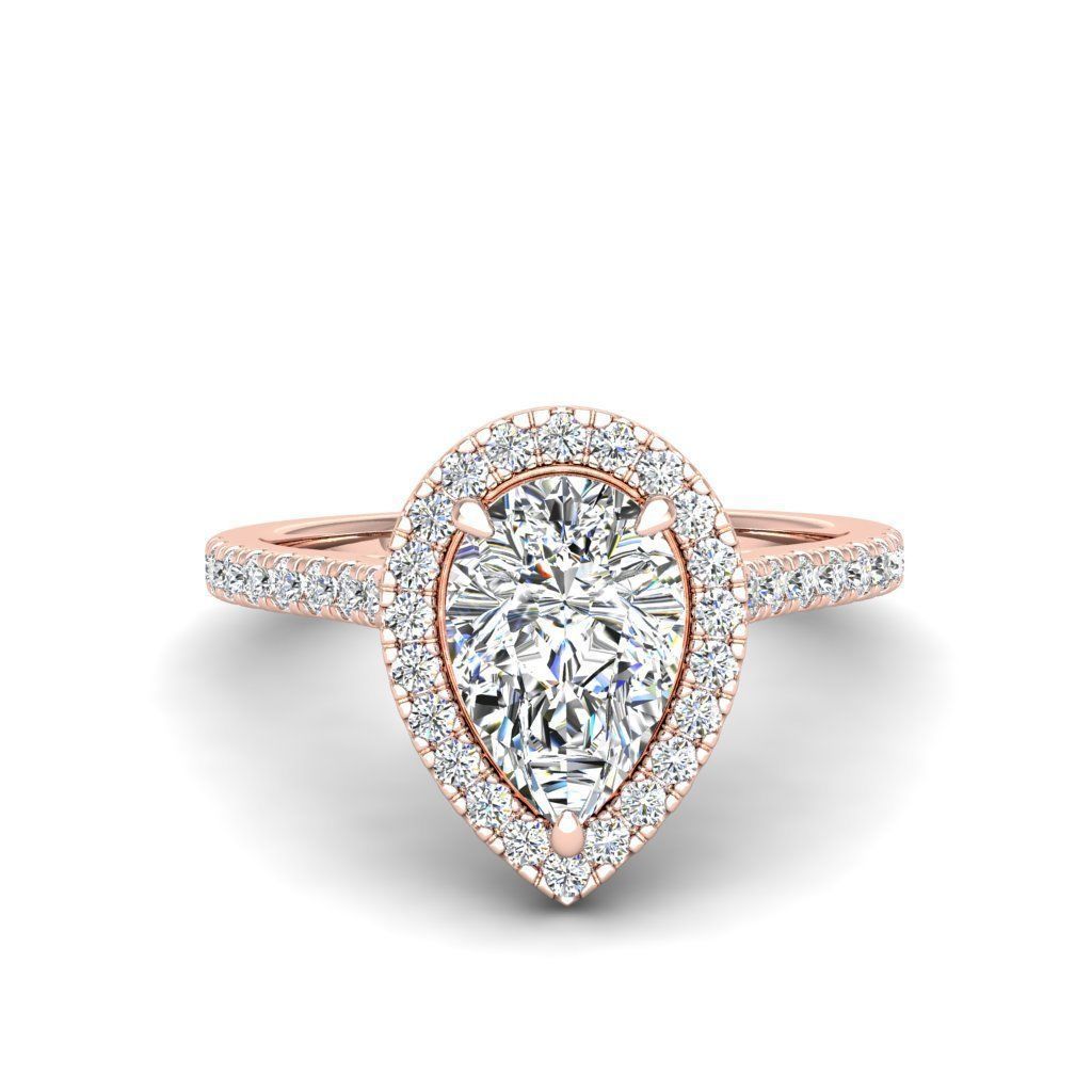 Engagement ring Mia pear 3D print model_2