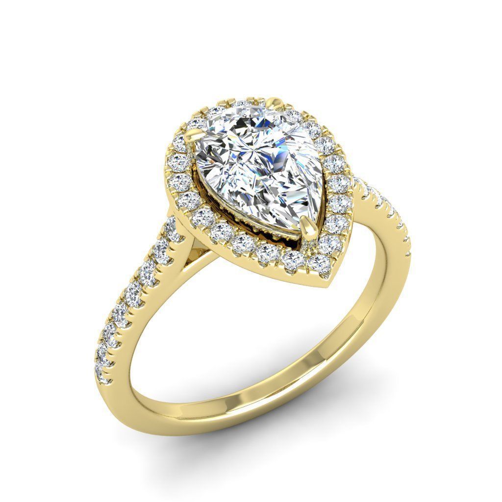 Engagement ring Mia pear 3D print model_13