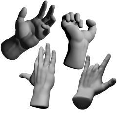 Hands with high to low poly with riggs Low-poly 3D model_5