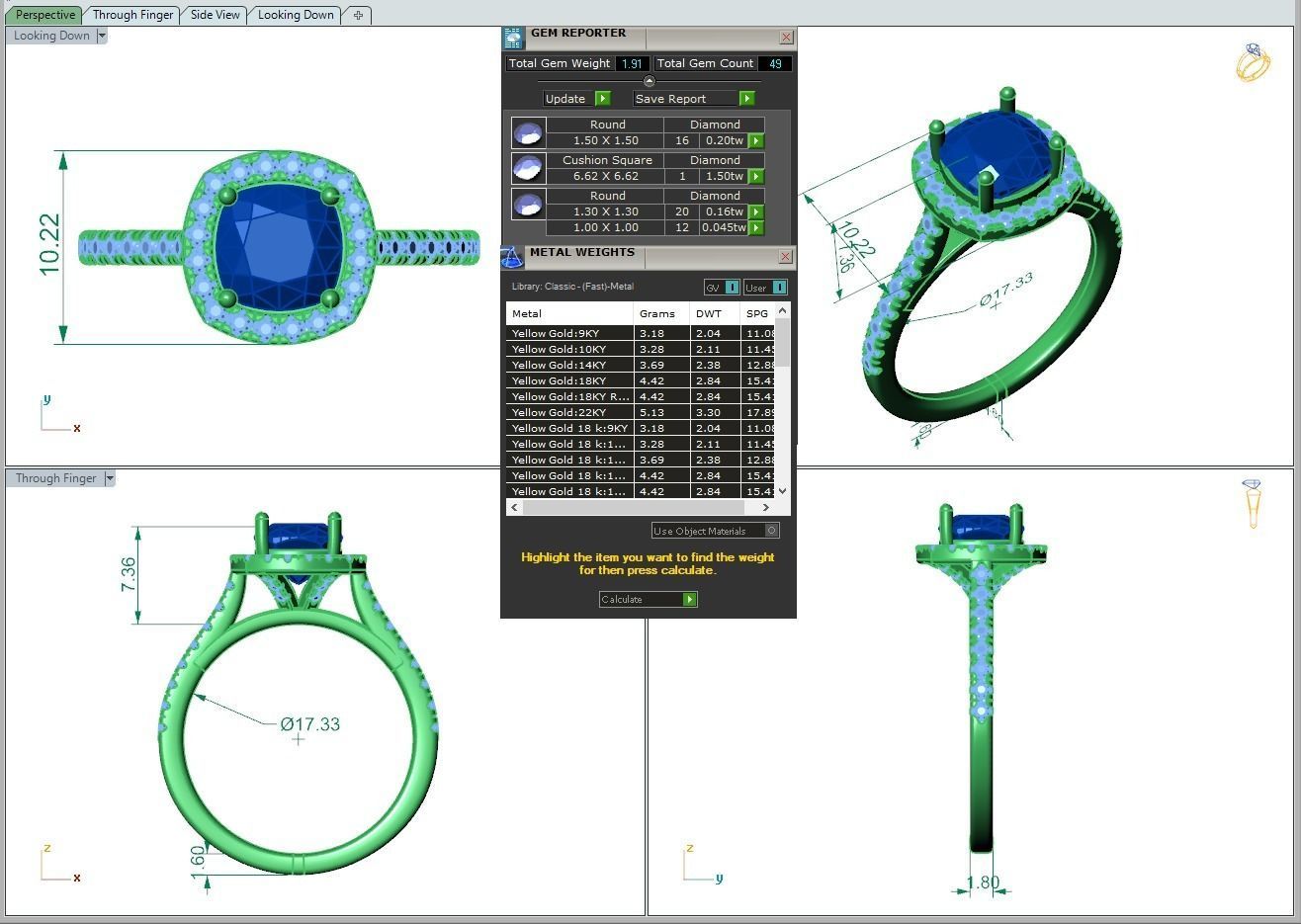 Engagement ring Mia qushion 3D print model_3