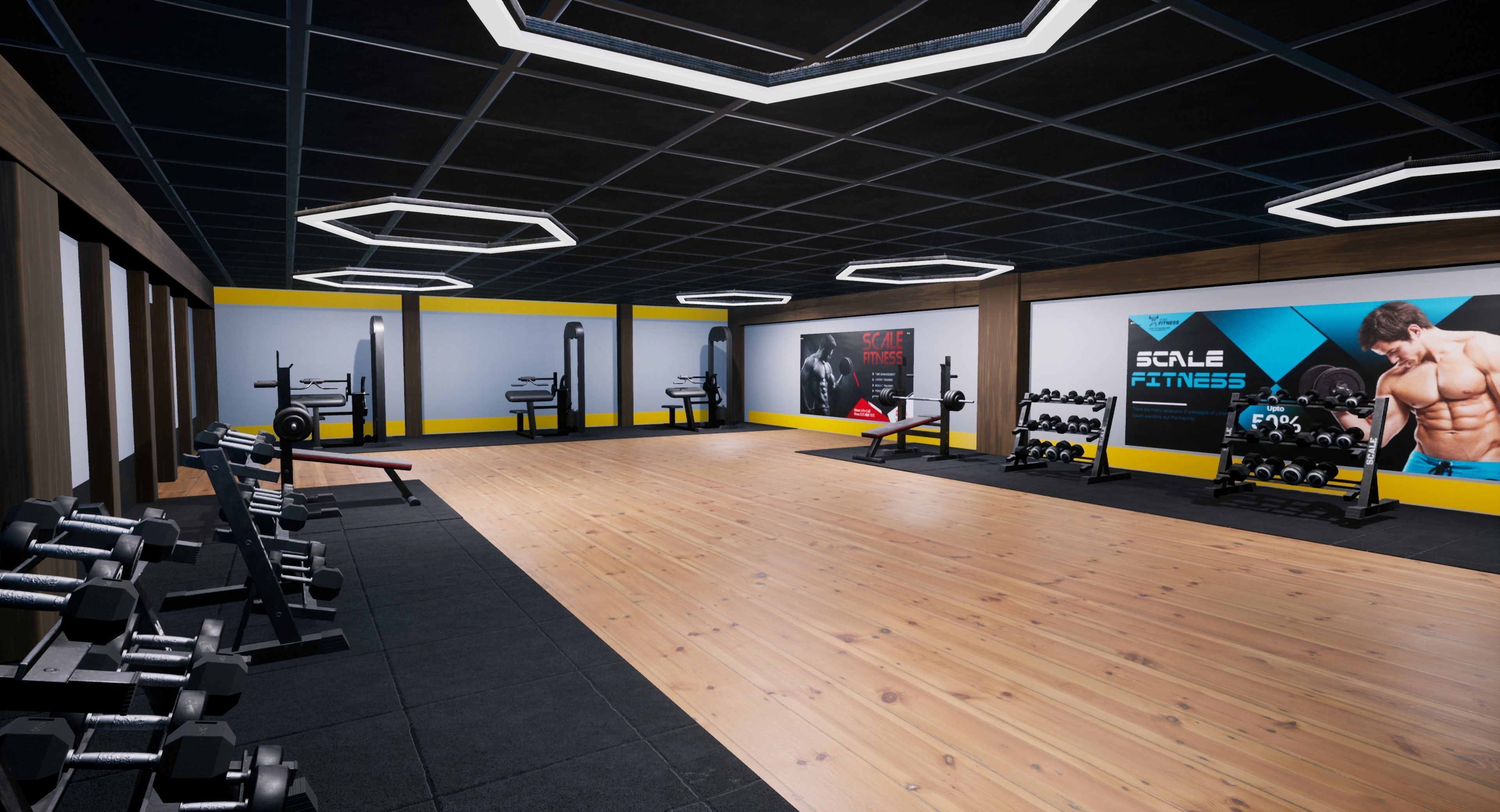 Gym modular pack -Unreal Engine- and -FBX- Low-poly 3D model_9