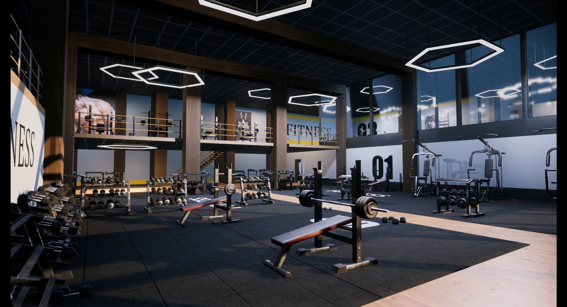Gym modular pack -Unreal Engine- and -FBX- Low-poly 3D model_31