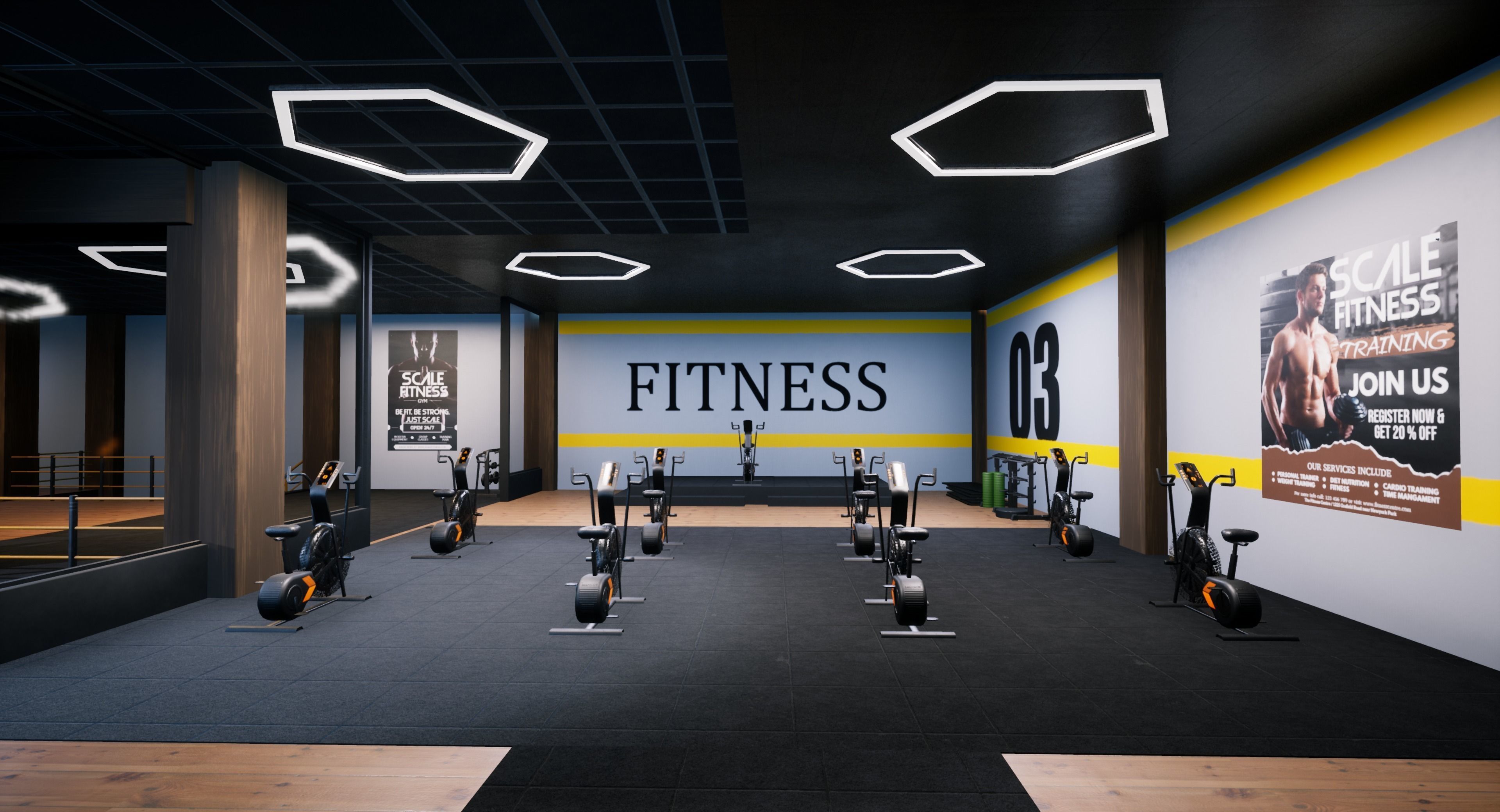 Gym modular pack -Unreal Engine- and -FBX- Low-poly 3D model_11