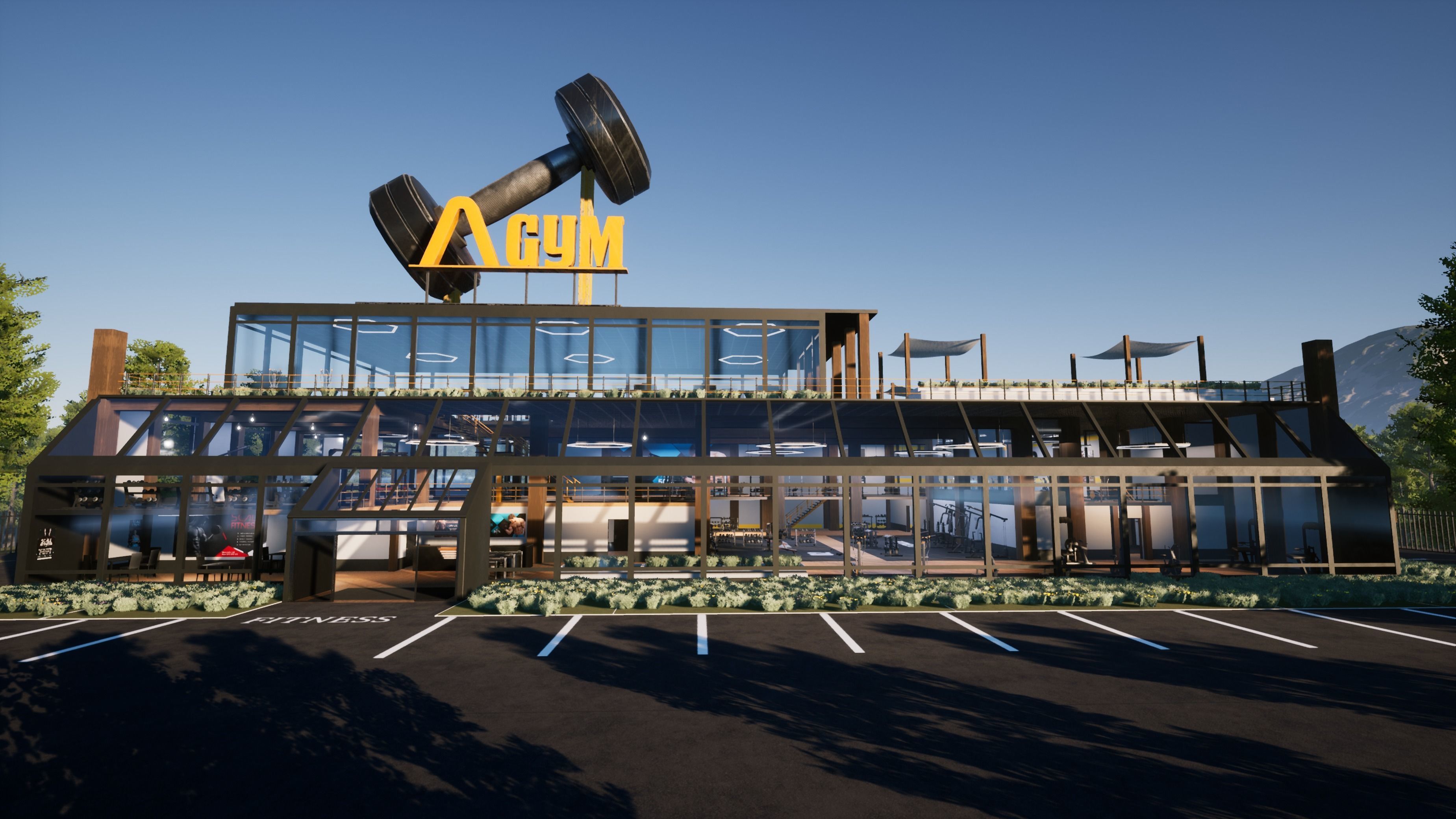 Gym modular pack -Unreal Engine- and -FBX- Low-poly 3D model_2