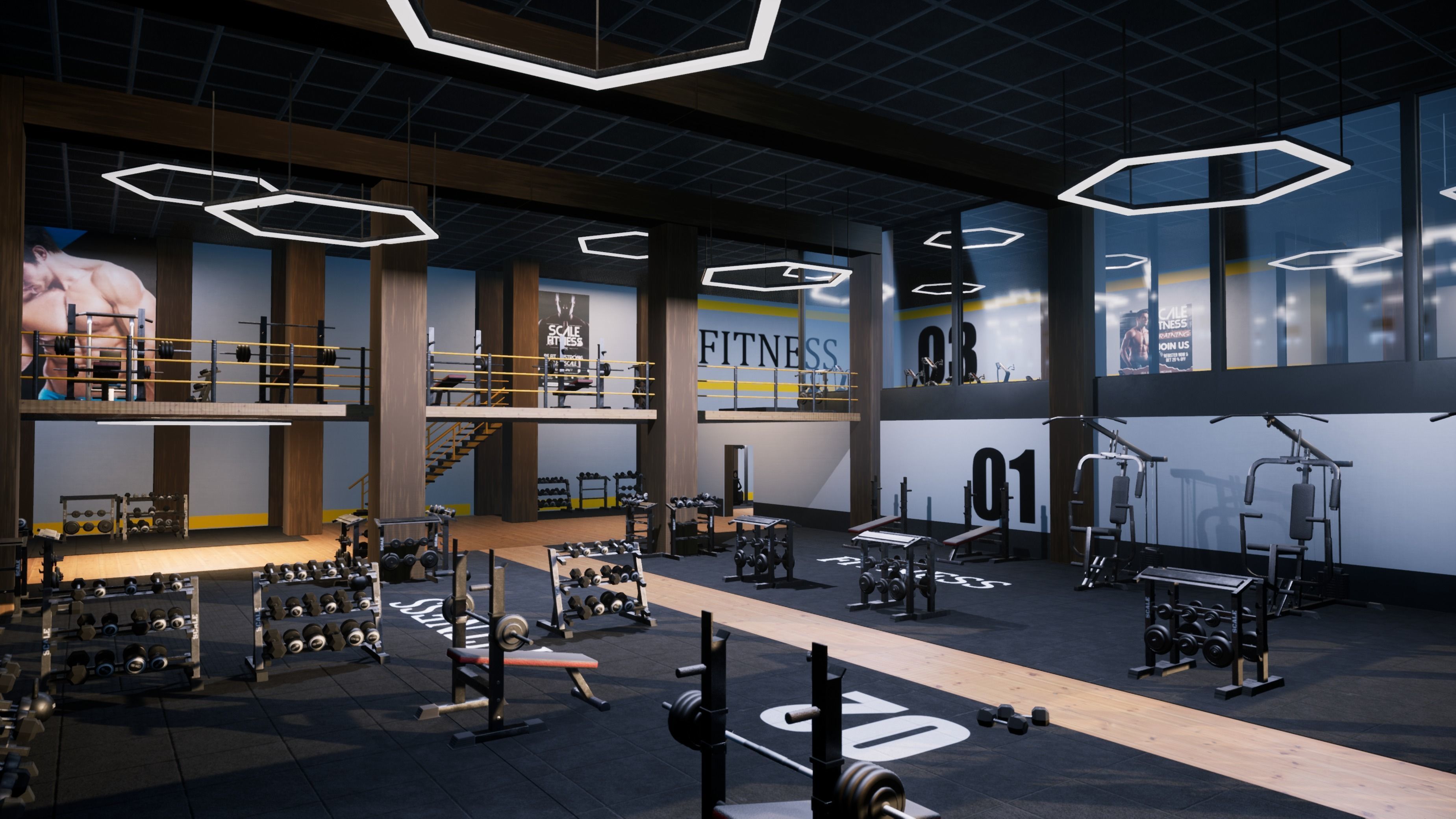 Gym modular pack -Unreal Engine- and -FBX- Low-poly 3D model_8