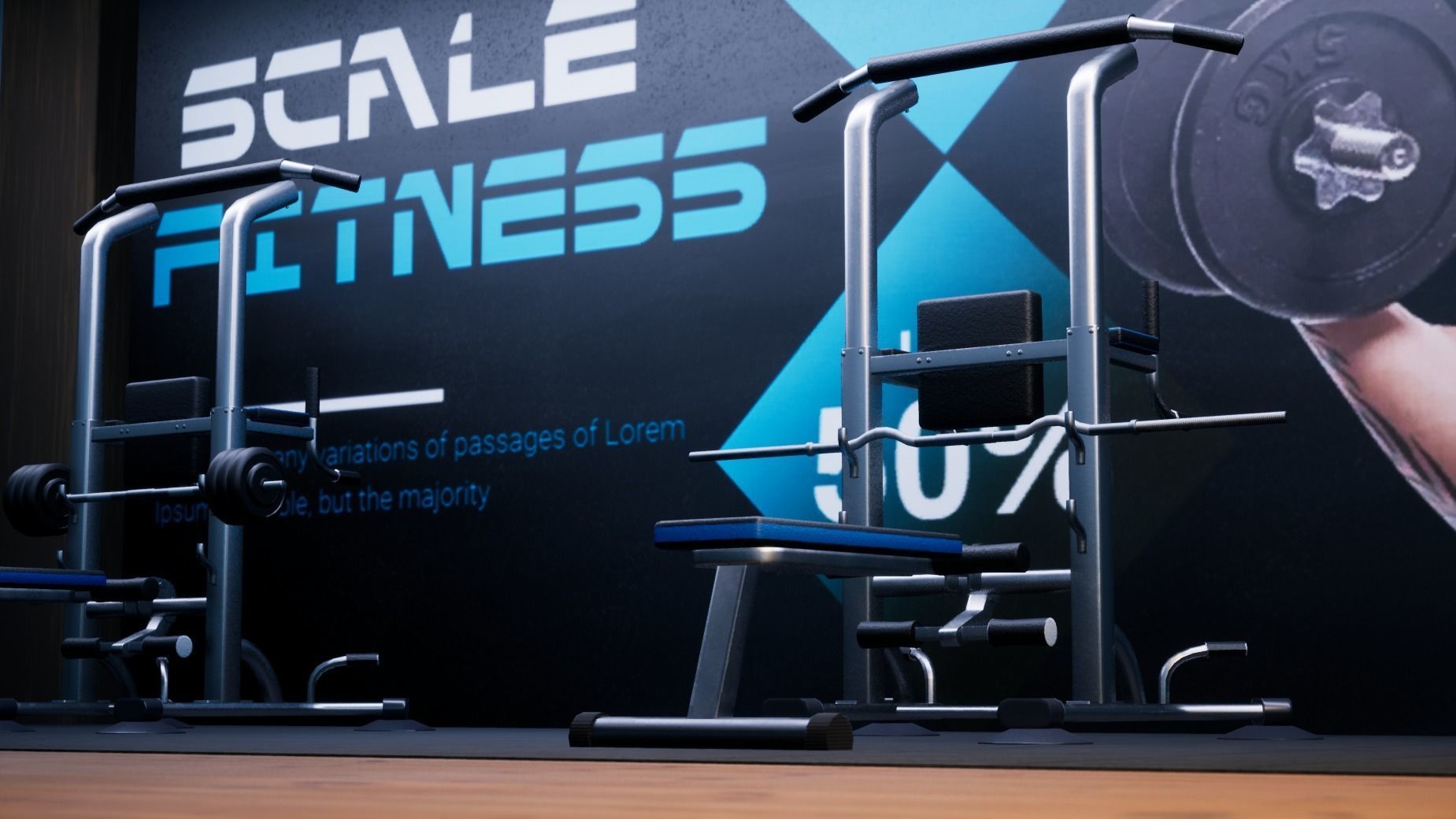 Gym modular pack -Unreal Engine- and -FBX- Low-poly 3D model_25