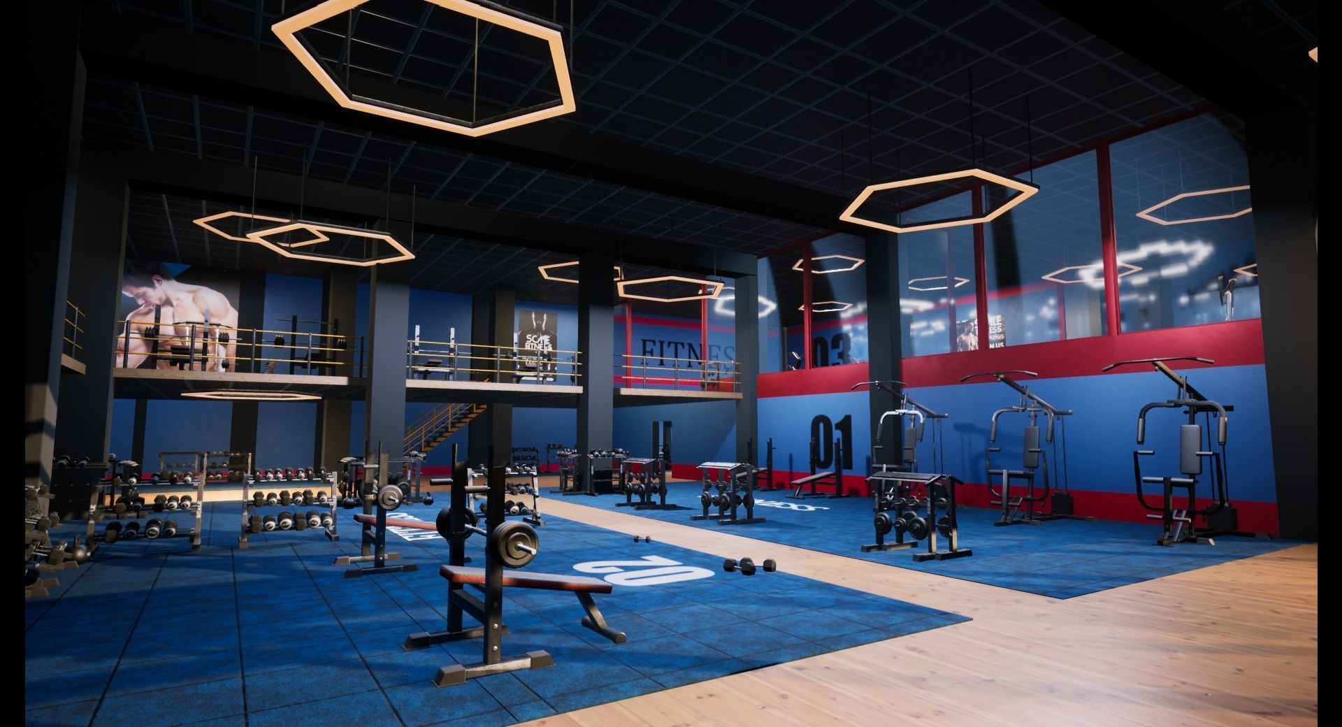 Gym modular pack -Unreal Engine- and -FBX- Low-poly 3D model_29