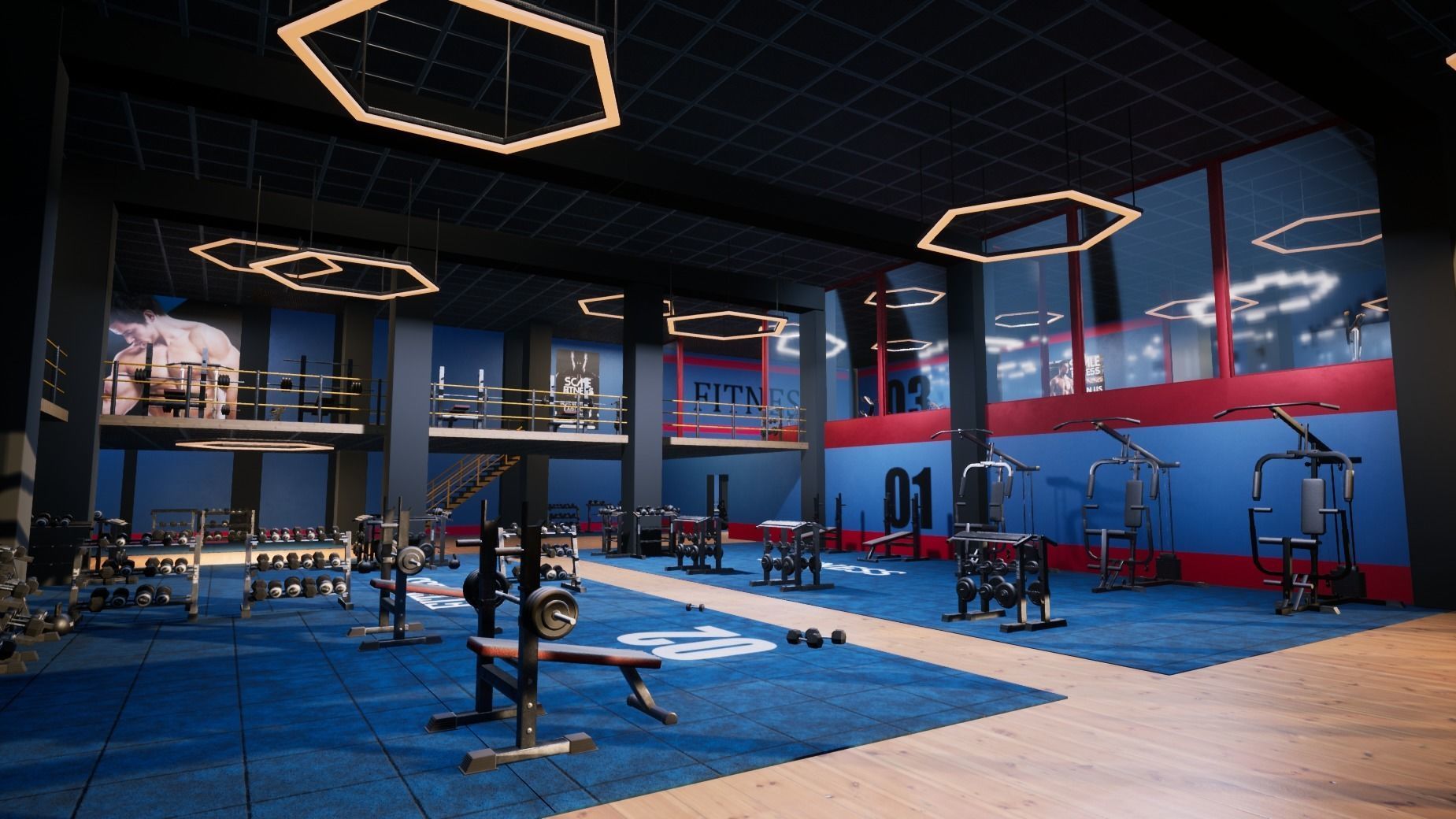 Gym modular pack -Unreal Engine- and -FBX- Low-poly 3D model_27