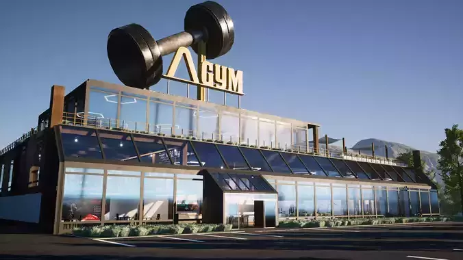 Gym modular pack -Unreal Engine- and -FBX- Low-poly 3D model