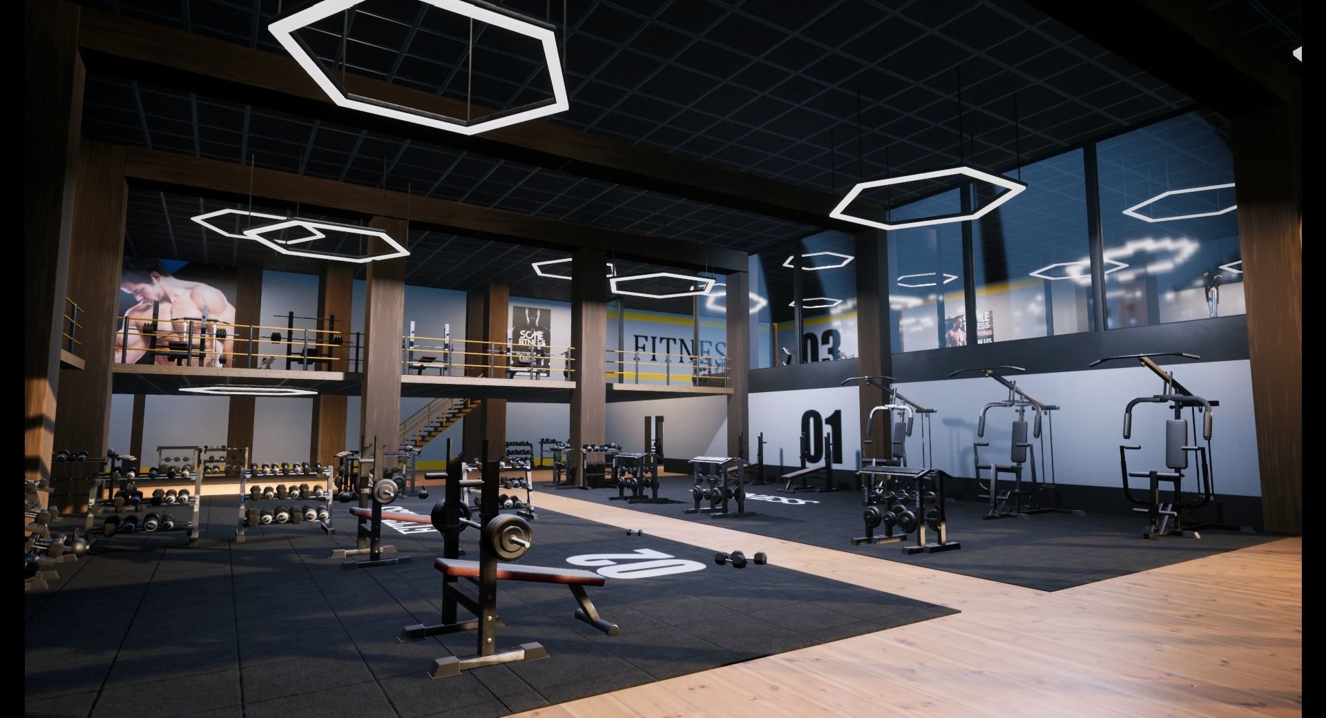 Gym modular pack -Unreal Engine- and -FBX- Low-poly 3D model_28