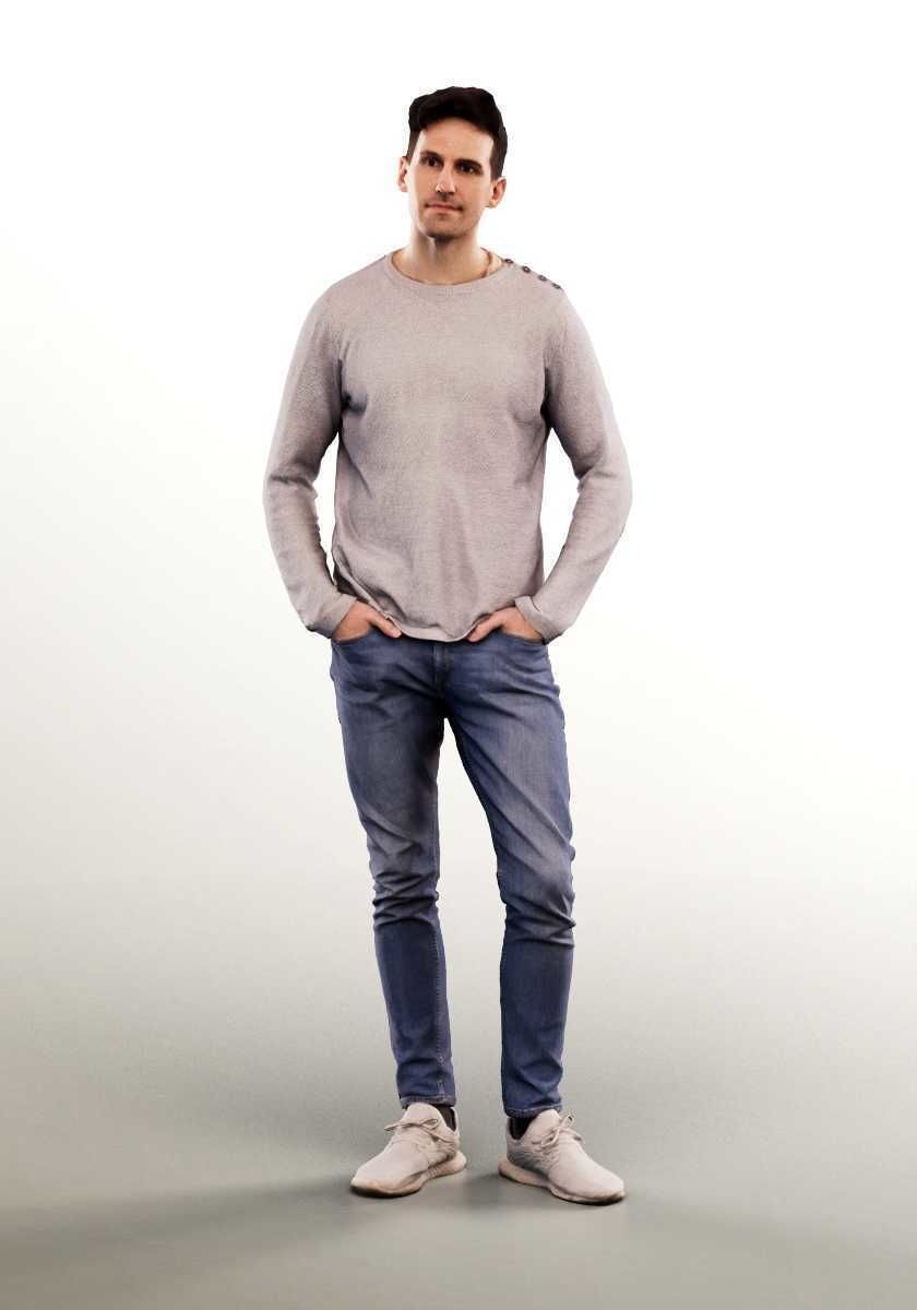 Tom 14275 - Standing Casual Man Low-poly 3D model_1