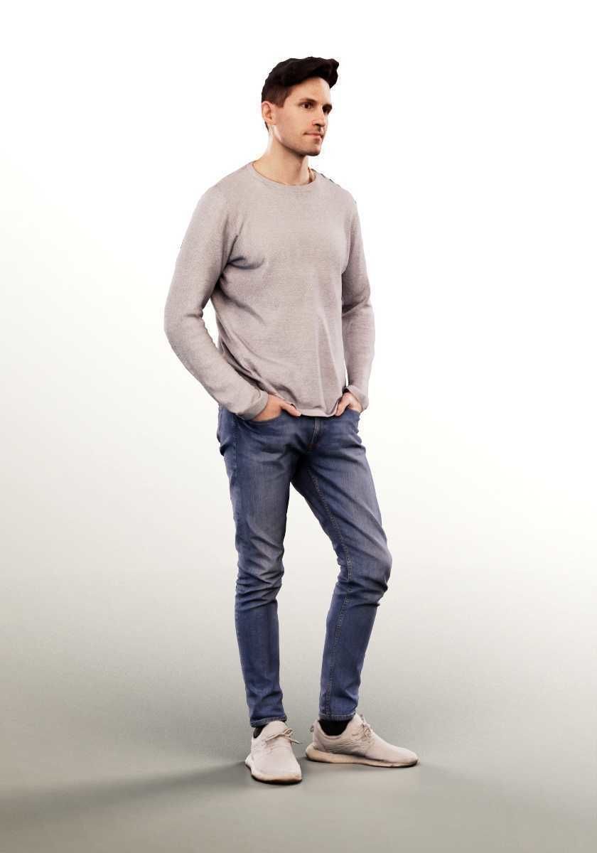 Tom 14275 - Standing Casual Man Low-poly 3D model_2