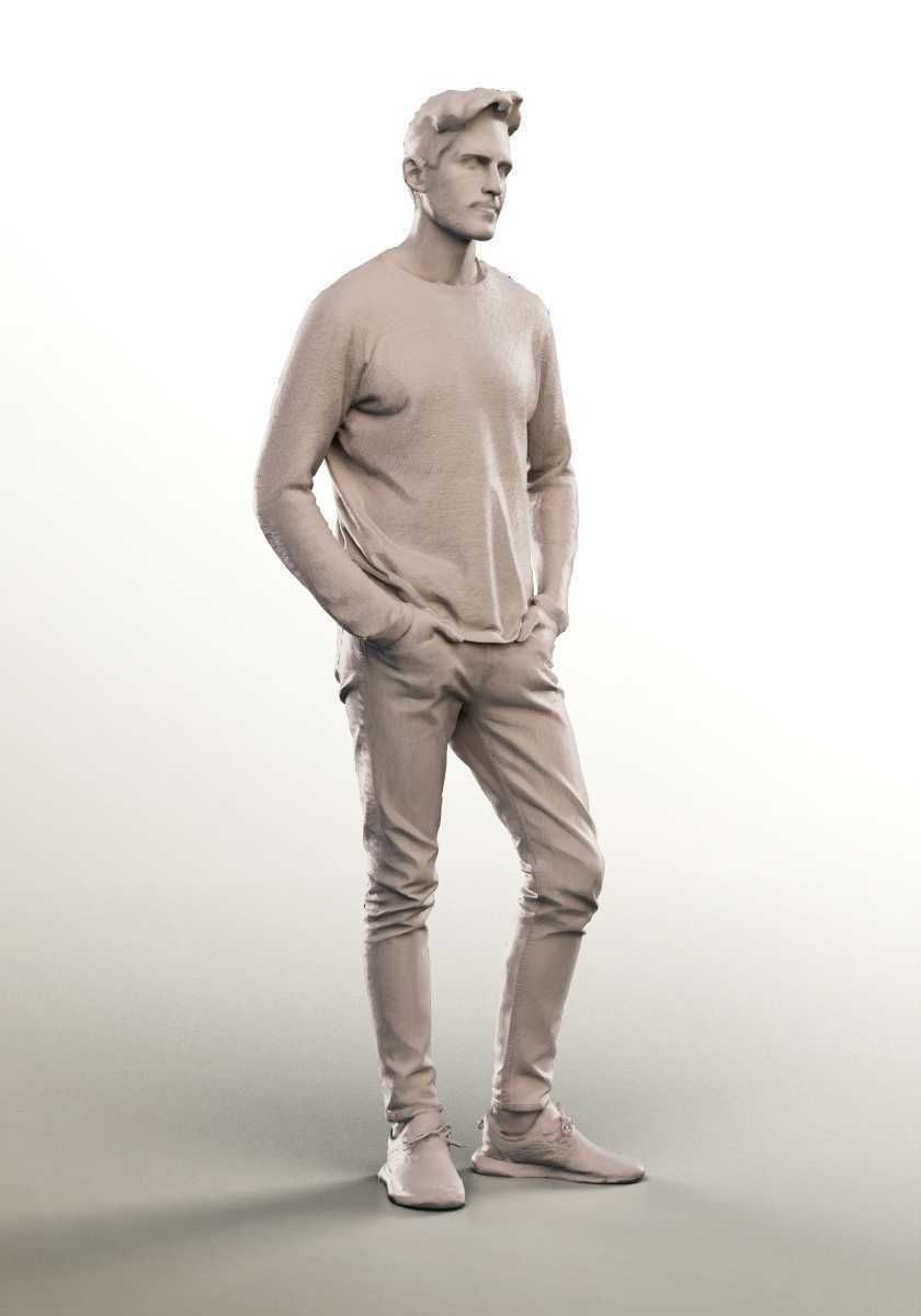 Tom 14275 - Standing Casual Man Low-poly 3D model_4