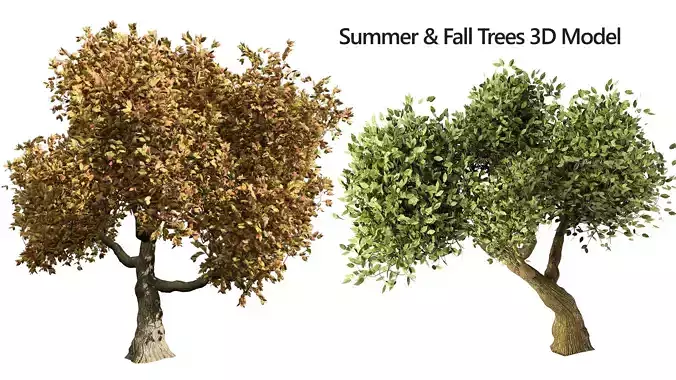 Summer and Fall Trees 3D Model Pack Low-poly 3D model