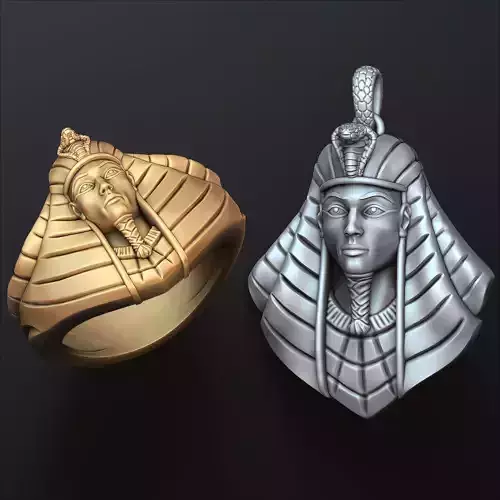 Pharaoh Pendant Ring Set 3D print model