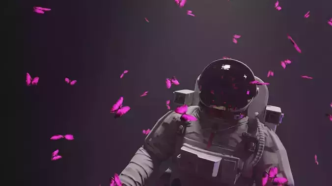 ANIMATED SPACESUIT NASA with BUTTERFLYES 3D model 3D model