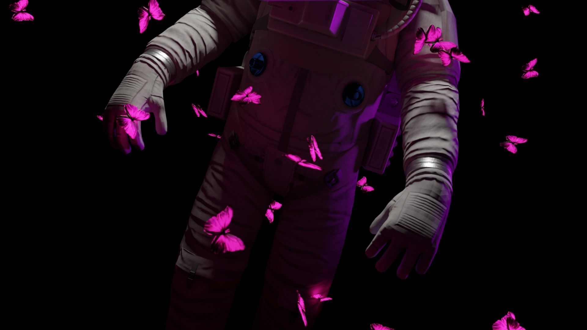 ANIMATED SPACESUIT NASA with BUTTERFLYES 3D model 3D model_3