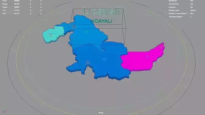 Ucayali Peru map region geography political geographic 3D model