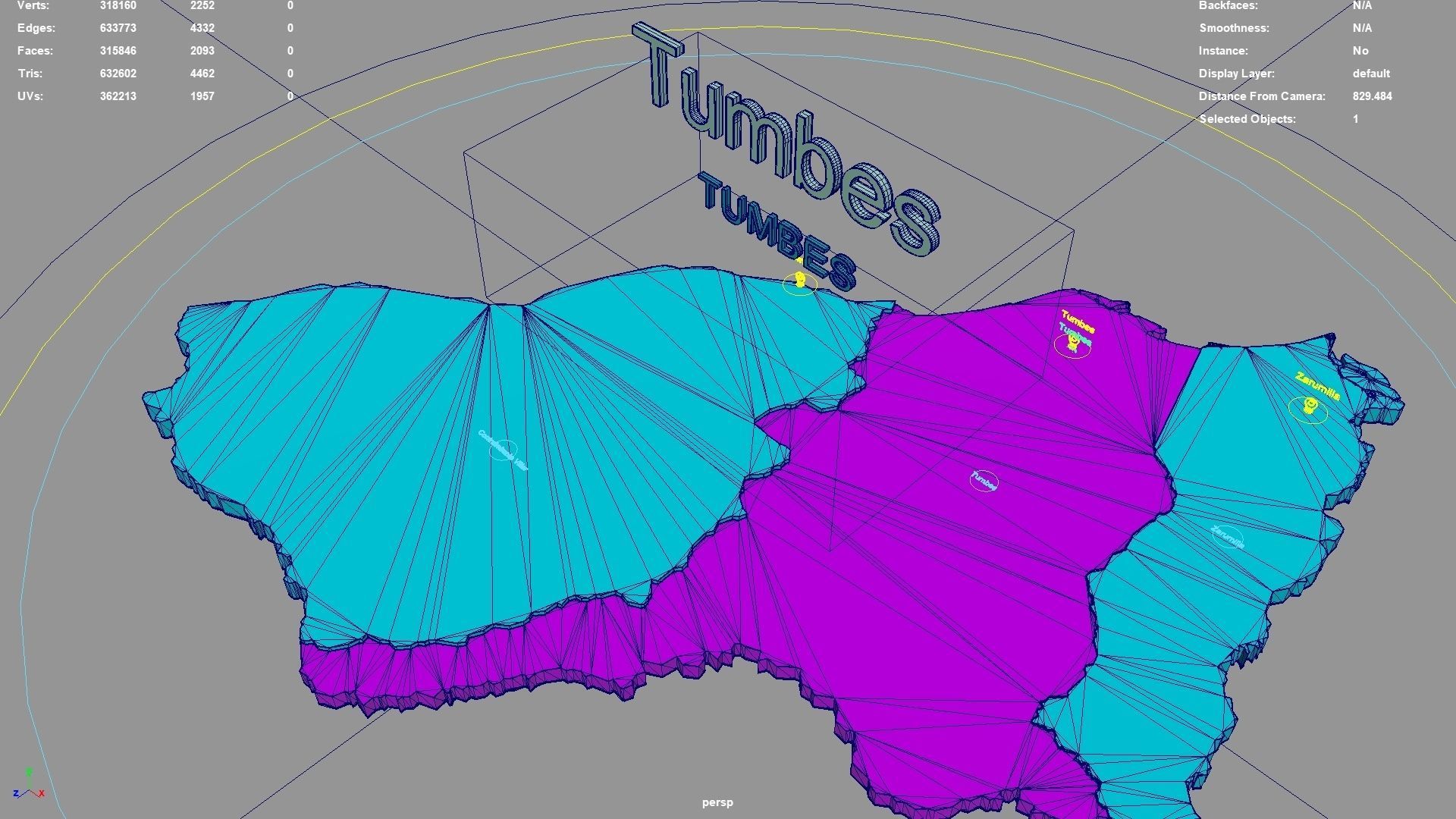 Tumbes  Peru map region geography political geographic 3D model_5