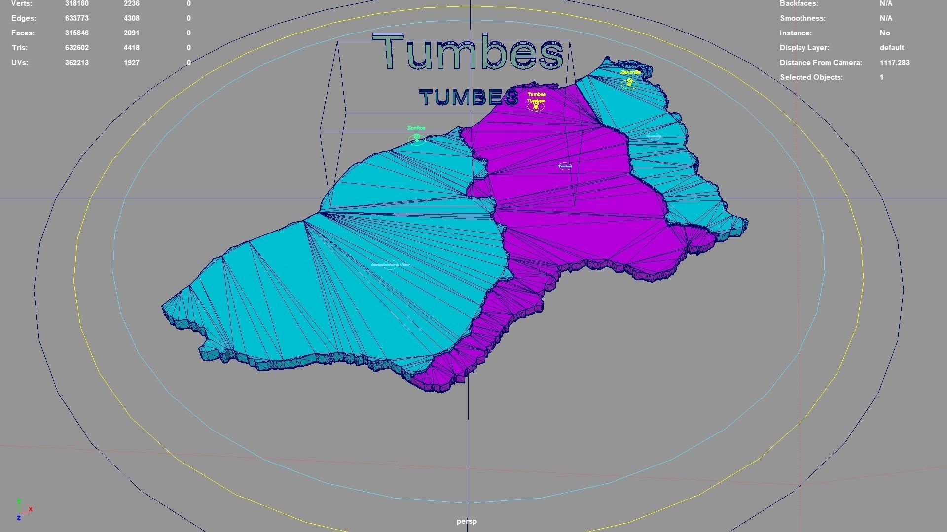 Tumbes  Peru map region geography political geographic 3D model_3