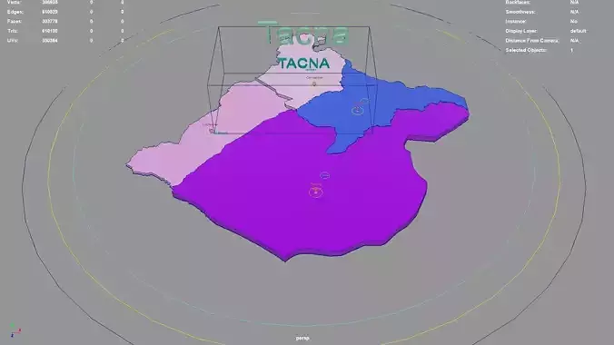 Tacna  Peru map region geography political geographic 3D model