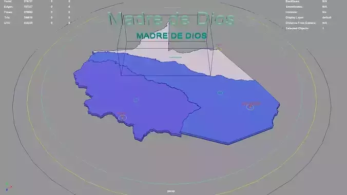 Madre de Dios  Peru map region geography political geographic 3D model
