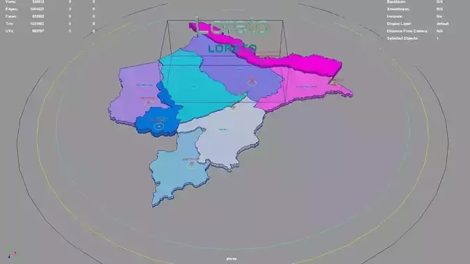 Loreto  Peru map region geography political geographic 3D model