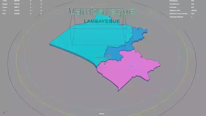 Lambayeque Peru map region geography political geographic 3D model