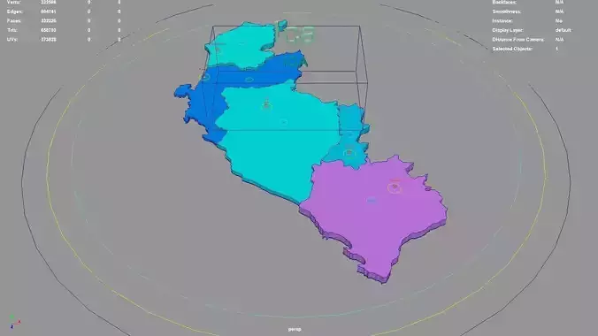 Ica  Peru map region geography political geographic 3D model