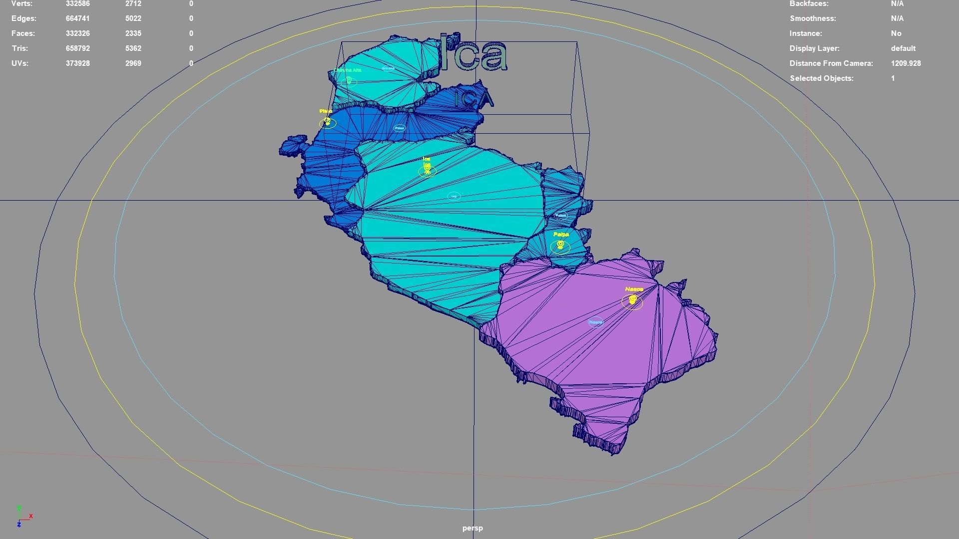 Ica  Peru map region geography political geographic 3D model_3
