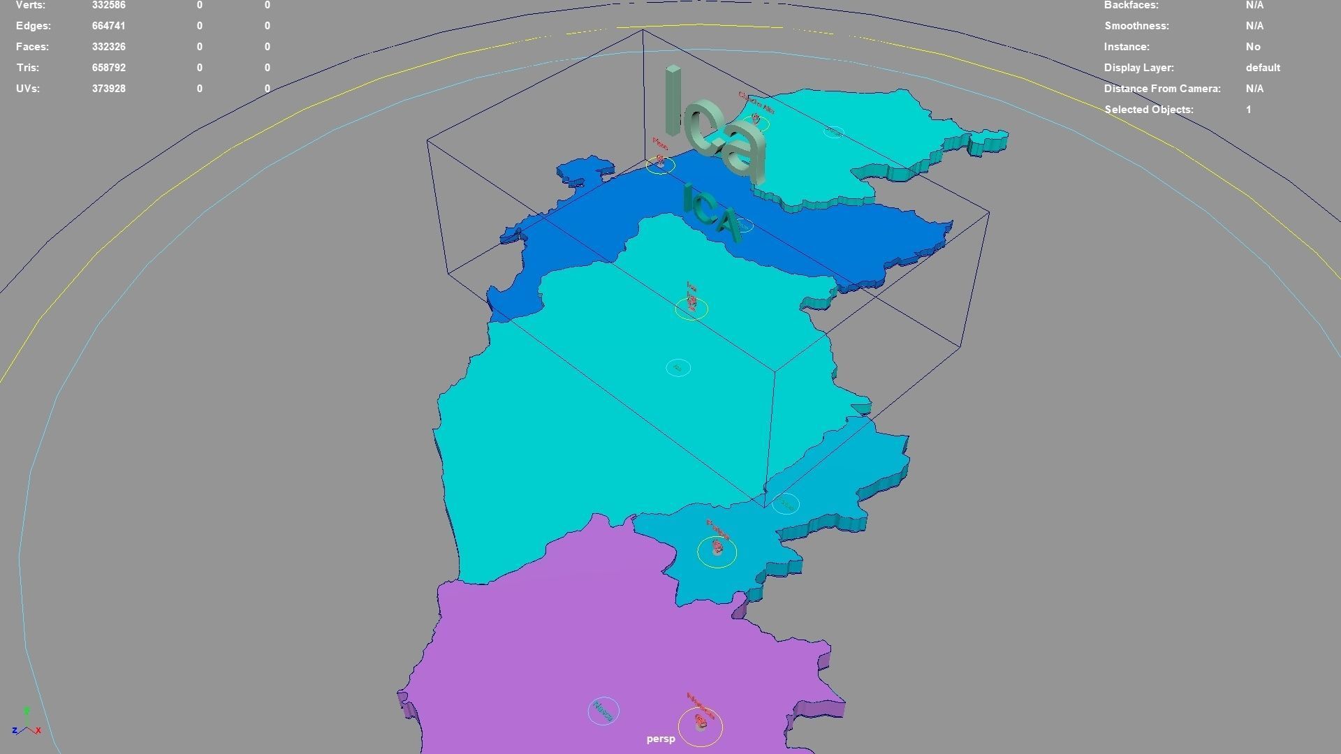 Ica  Peru map region geography political geographic 3D model_2