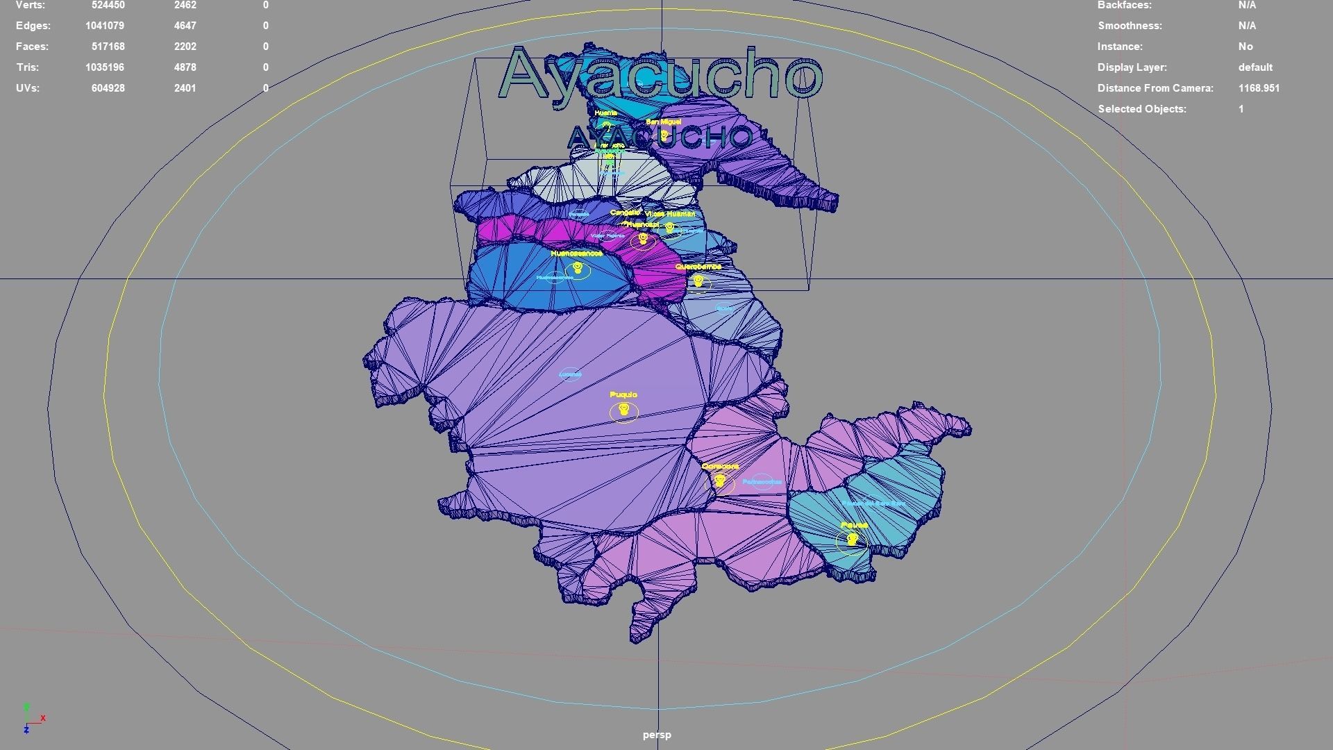 Ayacucho  Peru map region geography political geographic 3D model_3