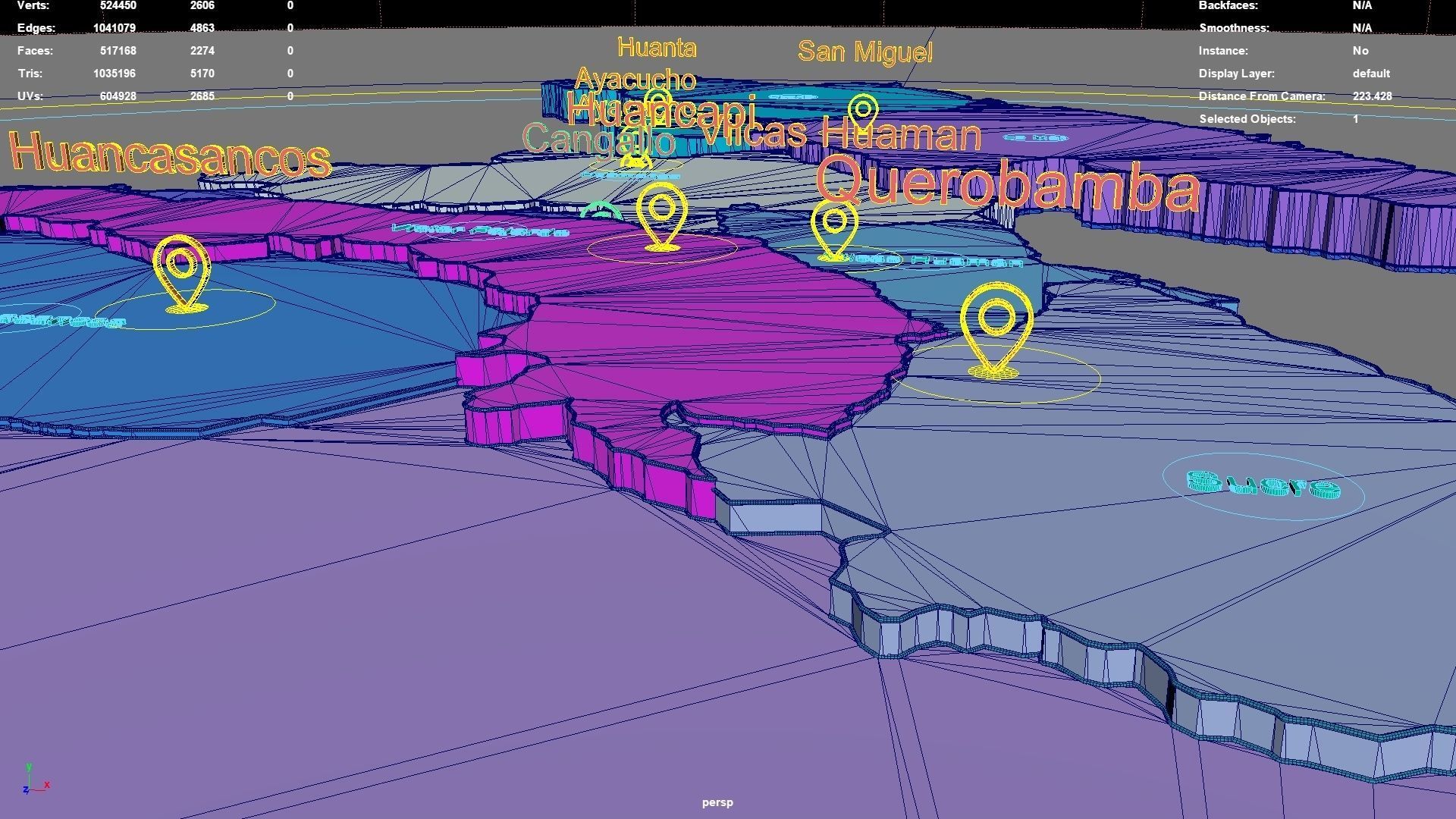 Ayacucho  Peru map region geography political geographic 3D model_6