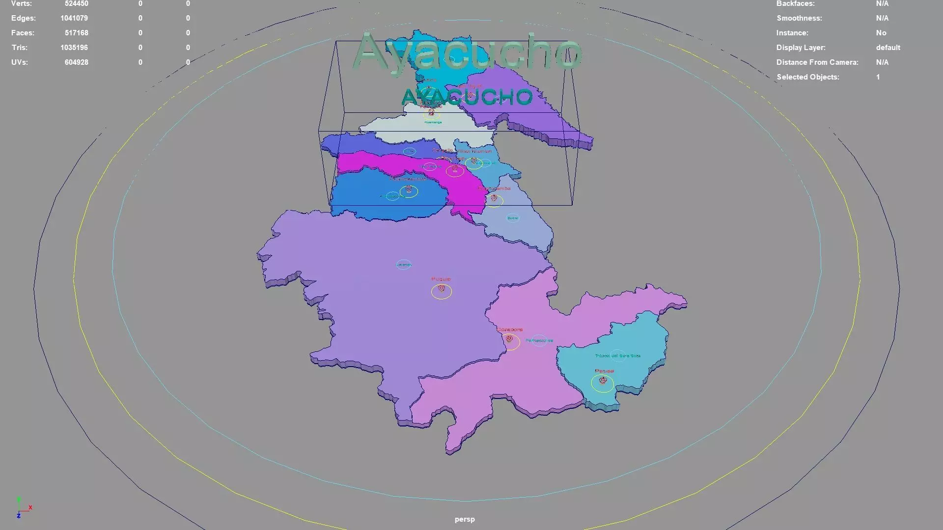 Ayacucho  Peru map region geography political geographic 3D model_0