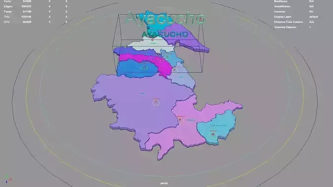 Ayacucho  Peru map region geography political geographic 3D model Ayacucho  Peru map region geography political geographic 3D model