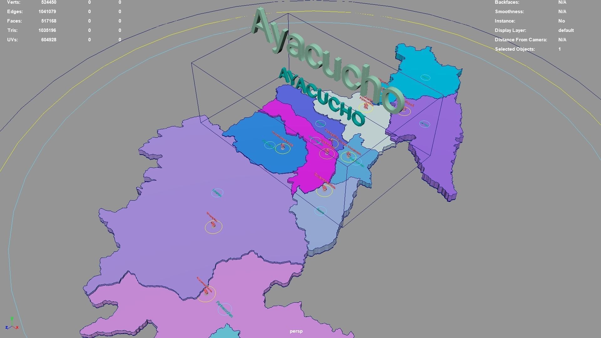 Ayacucho  Peru map region geography political geographic 3D model_2