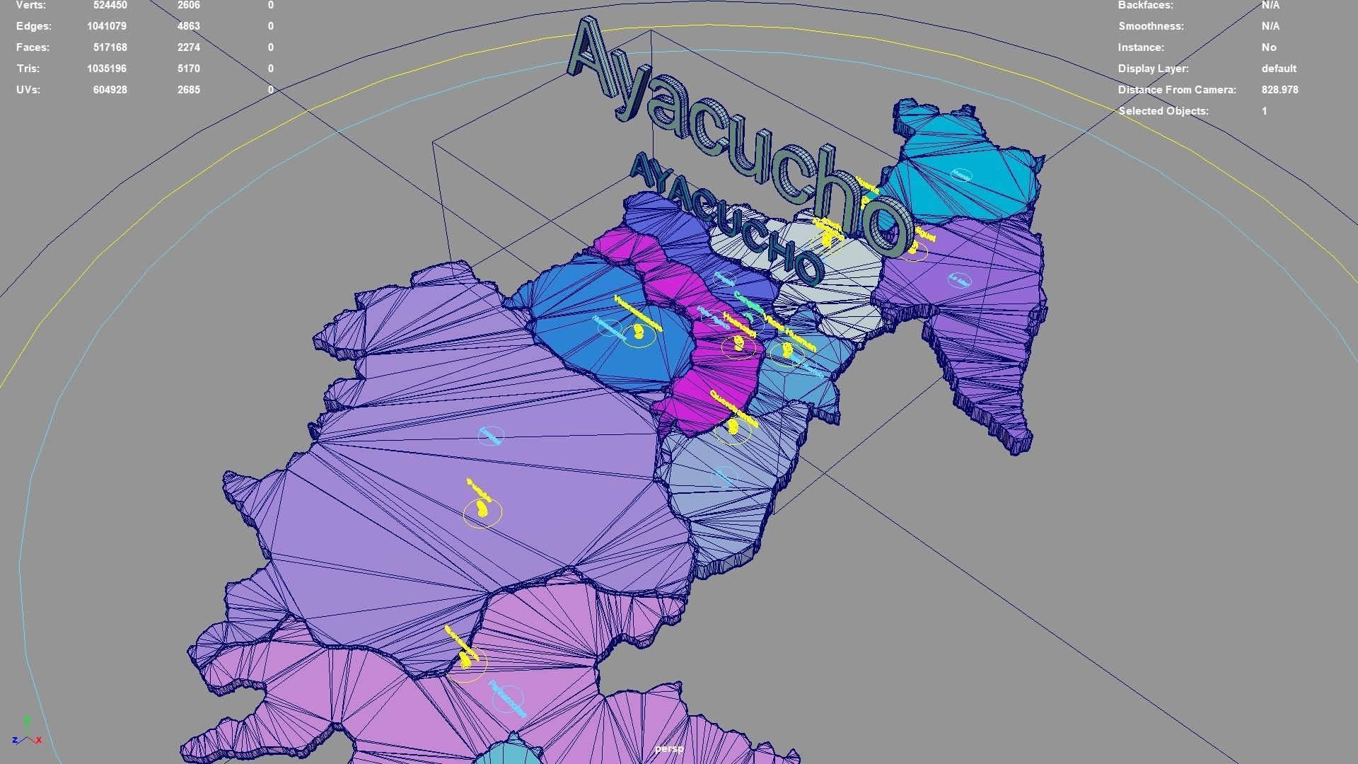 Ayacucho  Peru map region geography political geographic 3D model_5
