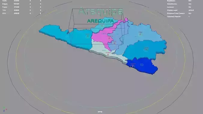Arequipa Peru map region geography political geographic 3D model