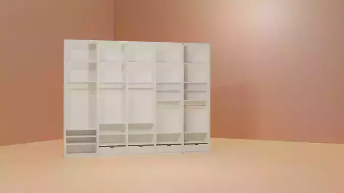 Large wardrobe with shelves white colour