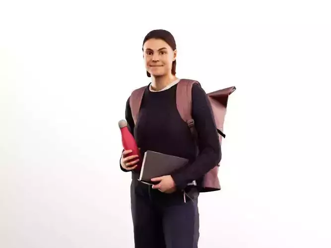 Helen 14244 - Standing Girl Wicht Backpack And Book